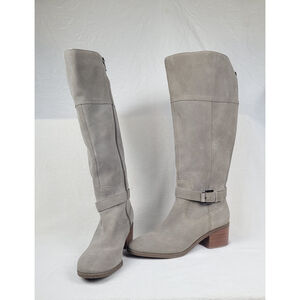Marc Fisher Riley Wide Calf Suede Leather Tall Shaft Boots Taupe